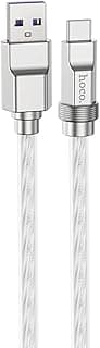 كابل شحن سريع ونقل بيانات سيليكون U113 (100 وات - 6 أمبير - 1 متر)، منفذ USB-A إلى USB-C، متوافق مع سامسونج، هواوي، شاومي، اوبو - فضي