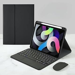 جراب كيبورد عربي وانجليزي متوافق مع هواوي MatePad SE 11 بوصة 2024، مع حامل متعدد الزوايا ومكان للقلم، كيبورد بلوتوث لاسلكي باللمس مع ماوس (أسود)