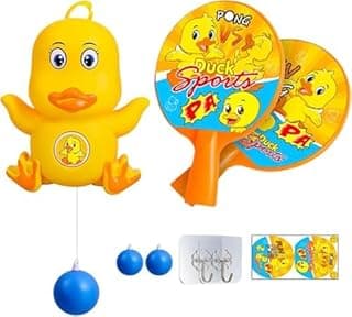 KIDSZONE Duck Ping Pong Hanging Game – Fun Indoor & Outdoor Hanging Table Tennis Racket Set for Kids & Adults
