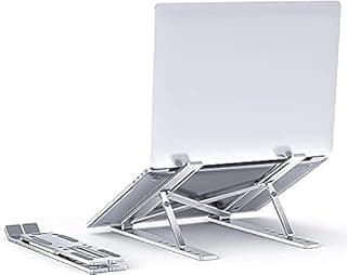 حامل لابتوب وتابلت – 6 مستويات قابلة للتعديل، ألومنيوم قابل للطي، حامل مكتبي مريح لأجهزة ماك بوك، ديل، اتش بي، لينوفو، نوت بوك والمزيد – محمول وخفيف الوزن