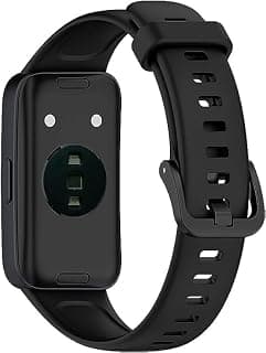 Mugust Silicone Strap for Huawei Band 10/9/8, Soft Silicone Sport Accessory Wristband with metal connector for Huawei Band 8/9/10 () - Black Premium Quality Durable Design Ideal for Daily Use with Rel