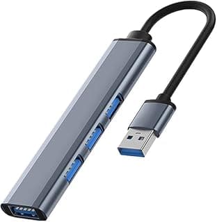 موزع USB 3.0 مع 4 منافذ تضم منفذ 3.0 و3 2.0 لاجهزة ماك بوك برو اير PS4 اكس بوكس والاجهزة التي تعمل بنظام iOS واندرويد متعددة الكمبيوتر فضي