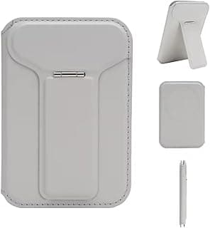 Magnetic Leather Wallet Card Case with Back Kickstand and Folding Stand, Compatible with MagSafe for iPhone 15/14/13/12 Pro Max Plus Mini (Grey)