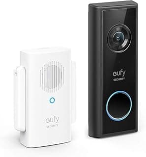 كاميرا جرس باب Yeufy Security، جرس فيديو (يعمل بالبطارية) مع أجراس، كاميرا 1080p، بطارية تدوم 120 يوم، تركيب سهل، تخزين محلي مشفر، بدون رسوم شهرية، أسود