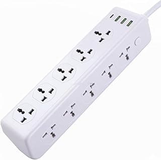مشترك كهربائي ذكي بقدرة 2500 واط مع حماية من زيادة الجهد والحرارة – 3 منافذ USB ومنفذ Type-C للشحن السريع – أمان عالي ضد التحميل الزائد (10 عين)