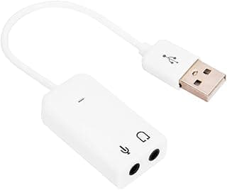 USB Sound Card Adapter 7.1 Channel, External USB Audio Sound Card Adapter Sound Cards for Laptop/PC/Gaming Adapter. (White)(ADP-0024)