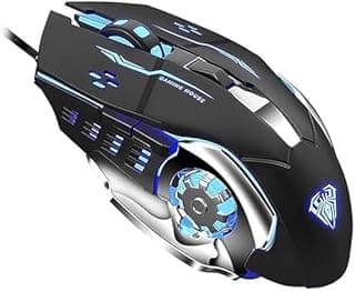 اولا ماوس العاب S20، ماوس كمبيوتر سلكي بمنفذ USB مع اضاءة خلفية LED RGB قابلة للتعديل DPI مع 6 ازرار ماكرو قابلة للبرمجة للكمبيوتر المكتبي واللابتوب والكمبيوتر