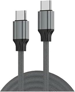 كابل شحن سريع LC441C نوع USB-C إلى USB-C بقدرة 100 وات، كابل بيانات لتوصيل الطاقة بي دي 3.0 بطول 1م، سلك شاحن عالي السرعة لأجهزة ماك بوك وآيباد برو وسامسونج وأجهزة USB-C - رمادي من لدنيو