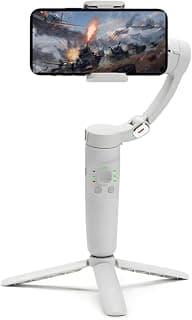 3-Axis Black Smartphone Gimbal Pocket Size Foldable with Wireless Charging, 8 Creative Filming Modes, AI Face/Object Tracking, Android & iOS
