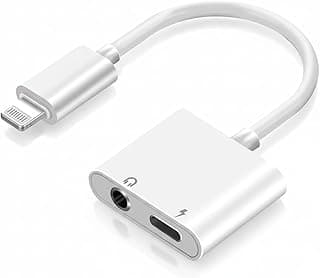 محول PureSound 2 في 1 Lightning لهاتف ابل ايفون | منفذ مزدوج لسماعة الرأس 3.5mm ومحول صوت وشاحن | يدعم الموسيقى، المكالمات والتحكم | لهاتف ايفون 14/13/12/11/X/XMax/8+/7، ايباد