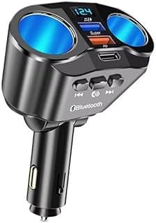 محول مستقبل بلوتوث للسيارة ومقسم ولاعة ومشغل ام بي 3 بمخرج شاحن USB ومخرج صوت USB، مخرج كهرباء مباشر، 2 مدخل ولاعة من كابر مصر 2020 (الموديل: A9، الكود: 8544)