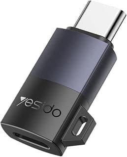محول شحن GS28 Type-C، أسود، ألومنيوم، شحن سريع 60 وات، مقاوم للثني 8 كجم، متوافق عالمياً