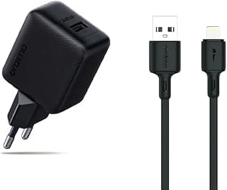 طقم شاحن OCW-5183E+L53 من USB-A إلى لايتنينج للشحن السريع بقدرة 18 وات مع محول طاقة، متوافق مع آيفون واي باد - تصميم صغير ومحمول من اورايمو - أسود