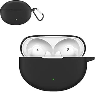 Compatible with OPPO Enco Air 4 Pro Case Cover, Soft Silicone Shockproof Protective Case Wireless Earbuds with Carabiner, Front LED Visible (Black)