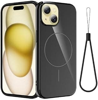 جراب سيليكون ناعم مضاد للصدمات لهاتف iPhone 15 Plus مع تعليقة (أسود)