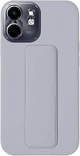 جراب ظهر بمسند لهاتف Infinix Smart 9 / Hot 50i مع مغناطيس للسيارة، سيليكون ناعم، مسند أفقي ورأسي، حزام معصم، حماية كاملة ضد البصمات (رمادي)