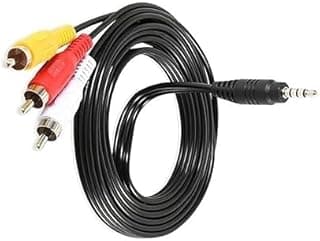 كابل صوت وفيديو AV ذكر 3.5 مم إلى 3 RCA ذكر، أسود، PVC ونحاس، 100 سم، لأنظمة الترفيه المنزلي وأجهزة الاستقبال والتلفزيون