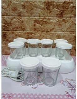 ماكينة صنع الزبادي كهربائية 8 أكواب زجاجية بتحكم حرارة أوتوماتيكي - Yogurt Maker Electric 8 Glass Cups Jars Automatic Temperature Control White Machine
