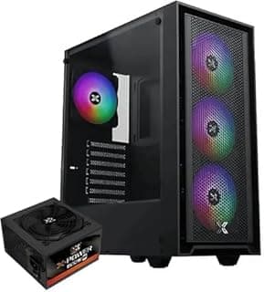 كيس كمبيوتر ‎XIGMATE.K Sky II Mid‑Tower + باور سبلاي 600 واط 80+ White + 4 مراوح مدمجة RGB – تصميم ألعاب عصري وتجميعات احترافية وجذابه