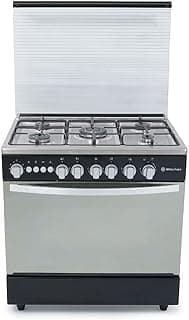 بوتاجاز وايت بوينت 80*60 5 شعلة غاز – لون اسود وسطح استانلس WPGC8060BXTHSAN