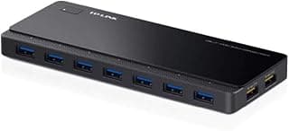 موزع USB 3.0 بـ7 منافذ مايكرو بي مع منفذي شحن حصريين 2.4 أمبير، حماية من الكهرباء الساكنة، كابل USB 3.0 بطول 1 م، متوافق مع أنظمة ويندوز وماك او اس اكس ولينكس، أسود (UH720) من تي بي لينك