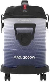 TORNADO Pail Can Vacuum Cleaner 2000 Watt, Container Capacity 21 Liter, Washable Filter, Motor Overheat Protection, Metal Body, Blower Function, Navy TVC-2000B
