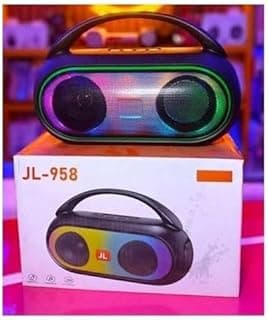 سماعة بلوتوث محمولة JL-958 مع إضاءة LED متعددة الألوان، اتصال بلوتوث، سماعات مزدوجة