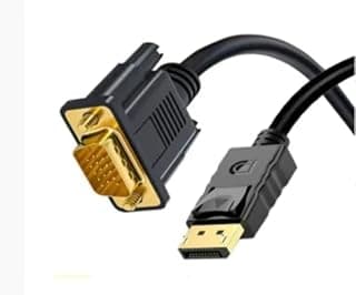 DisplayPort to VGA Display Cable, Gold Plated Connector, Flexible PVC, Black, Stable Signal Transmission