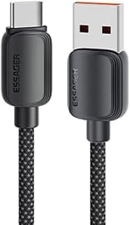 كابل 01 7A 100W USB-C (SuperVooc, SuperCharge, FlashCharge) – USB-A إلى USB-C – PD3.0/QC3.0 – مغطى بالنايلون – لسامسونج، هواوي، HONOR، OPPO، VIVO، OnePlus، Realme (أسود، 1 متر)