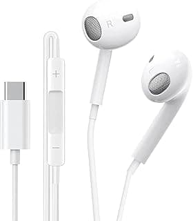 سماعات رأس USB C، سماعات أذن من النوع C مع ميكروفون وتحكم في مستوى الصوت، سماعات داخل الأذن USB من النوع C لتقليل الضوضاء ستيريو هاي فاي متوافقة مع الهاتف الذكي وجميع الأجهزة من النوع C