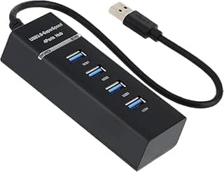 موزع USB 3.0 فائق النحافة بـ 4 منافذ مع كابل تمديد 30 سم | نقل بيانات سريع | موزع USB 3.0 متعدد المنافذ للكمبيوتر، اللابتوب، الكاميرات، الطابعات