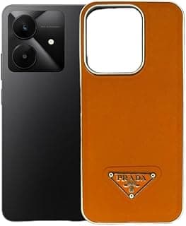 Premium Cover Leather Case For Realme Note 60X, Hard Leather Cover Compatible with Realme Note 60X, High Edge for Camera, Anti Scratch, ShockProof, Slim Simple Design, Color Orange