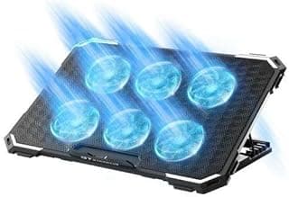 حامل قاعدة تبريد للاب توب للالعاب ICE06N قياسي - 6 مراوح LED زرقاء - شبكة حديدية - 2 × USB - يدعم 12 حتى 17 بوصة | اسود