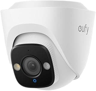 PoE Turret CCTV Camera E41, Wired Outdoor Surveillance, 4K UHD, 122° FOV, F1.6 Colour Night Vision, 24/7 Recording, Person/Vehicle/Pet AI Detection, Red & Blue Lights, Plug & Play, IP67