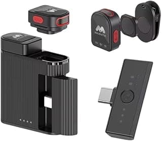 Majentik 2-in-1 Magnetic Microphone, Mini Wireless with Noise Reduction, Black