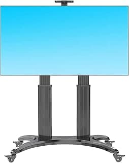 Heavy Duty Aluminum Rolling TV Cart for 65-85" Flat Screens, Mobile TV Stand with Load Capacity up to 57kgs