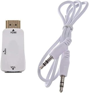 HDMI Male to VGA Female Adapter Converter | 1080P Full HD Video with Audio Output Support | HDMI to VGA Cable for Laptop, PC, Monitor, Projector, HDTV – White