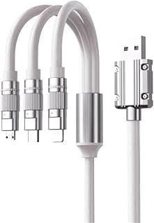 3 in 1 Type C Fast Charging Cable, 6A (120W), 1.2m, for Smartphones, Tablets, Laptops and Other iOS Devices, Compatible with All Brands (White)