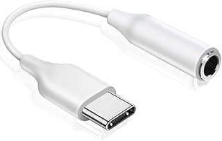 محول USB C الى منفذ 3.5 ملم، محول صوت لسماعات الرأس متوافق مع سامسونج Galaxy S22 S21 S20 Note 20 A73 A53، هواوي، جوجل بيكسل والمزيد (ابيض)
