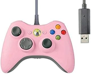 يد تحكم جيمنج سلكية USB لجهاز مايكروسوفت Xbox 360 وكمبيوتر ولابتوب - لون وردي