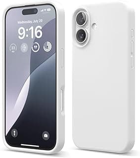 Compatible with iPhone 16 Case Premium Liquid Silicone Full Body Protective Shockproof Anti-Scratch Soft Microfiber Lining White