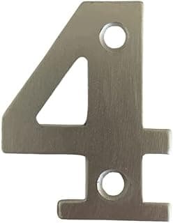 2 Inch / 50mm House Numbers Satin Aluminium Door Numbers Screw Fixed Mailbox Office Hotel House Door Number 4 with Mounting Screws for Walls, Doors, and Gates