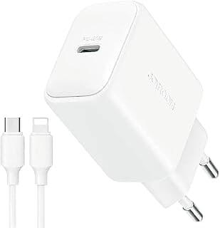 JR‑TCF20 20 W USB‑C PD Fast Wall Charger with USB‑C to USB‑C Cable, Compact Travel Adapter for Smartphones & Tablets with Safety Protection - White | 12 Months Warranty