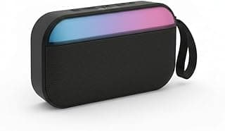 مكبر صوت بلوتوث لاسلكي محمول S19 مع إضاءة RGB ملونة، صوت قوي 5 واط، بطارية 1200 ملي أمبير، يدعم راديو FM وUSB وتقنية TWS للاقتران - لون أسود مثالي للمنزل والرحلات الخارجية (أسود)