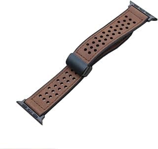 Perforated Leather Silicone Sport Band Compatible with Apple Watch 42mm/44mm/45mm/46mm/49mm, Hybrid Strap for Ultra 3/2/1, Series 11/10/9/8/7/6/SE