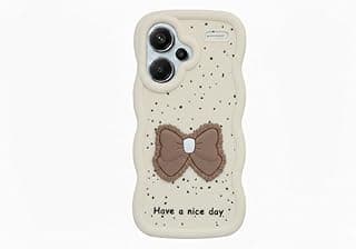 Compatible Case with Redmi Note 13 Pro Plus, [Drop Protection] 3D Bow Pattern Soft TPU Shockproof Phone Case Full Body Protection (Beige)
