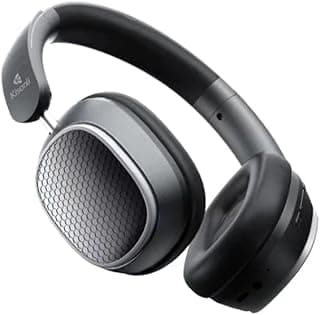 سماعة رأس Kisonlii A9 لاسلكية بلوتوث 5.3، أسود، قابلة للطي فوق الأذن HiFi ستيريو مع خاصية تقليل الضوضاء، تشمل كابل AUX