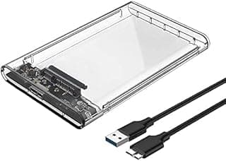 حافظة قرص صلب خارجي محمول USB3.0 الى ساتا من انسياري لـ 2.5 انش ساتا HDD SSD اقل من 9.5 ملم، يدعم يو ايه اس بي ساتا II، بحد اقصى 4 تيرابايت، تصميم بدون ادوات DF1 (شفاف)