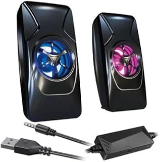 سماعات كمبيوتر H4 USB، صوت ستيريو 2×2.5 W،سماعة سلكية بإضاءة RGB، مدخل 3.5 AUX وUSB، سبيكر كمبيوتر صوت قوي سماعات مكتبية متعددة الوسائط، تصميم مدمج للابتوب، الكمبيوتر، المكتب