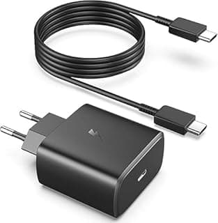شاحن مزدوج أصلي (45 وات) DC-299C معتمد مع كابل Type-C إلى C، أسود